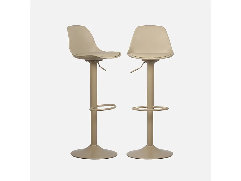 Lot de 2 tabourets de bar réglables 61.5/83.5cm - Noah - simili cuir cappucinno - hauteur réglable. repose-pieds