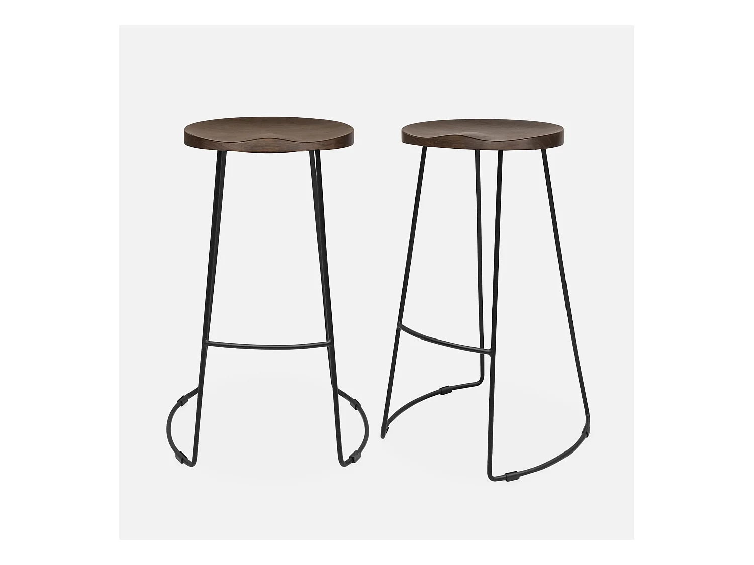 Set di 2 sgabelli da bar in legno di mango e acciaio, 75cm, marrone