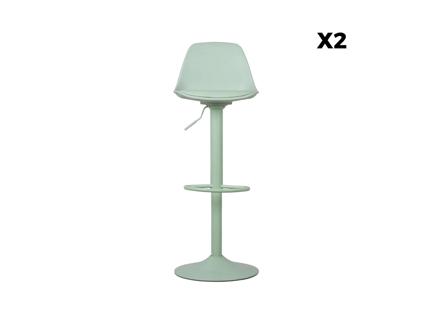 Taburete de bar regulable con imitación cuero, set de 2 verde celadón