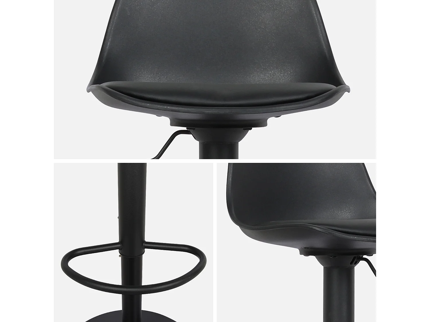 Set di 2 sgabelli da bar in similpelle regolabili, nero