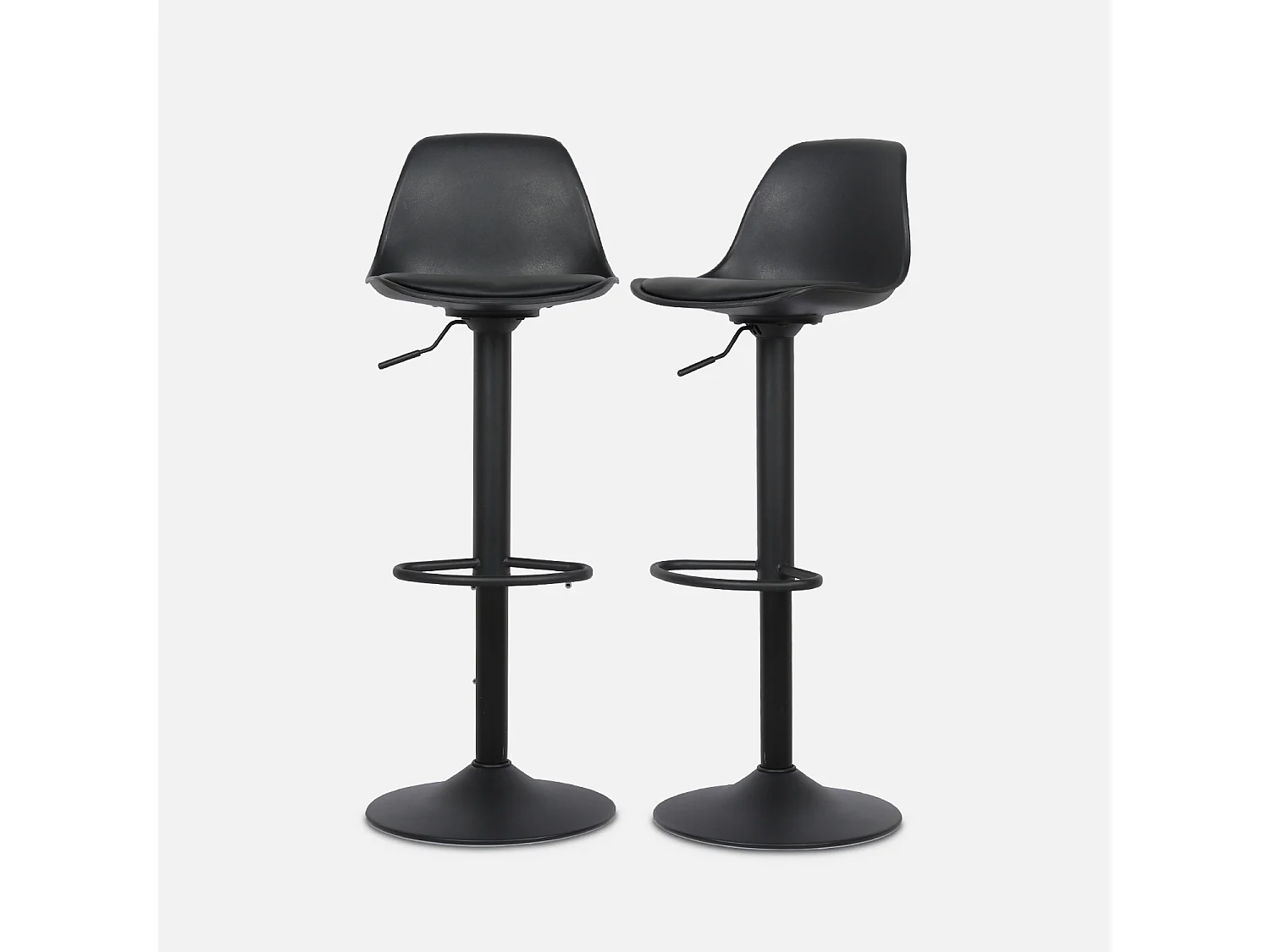 Set 2 sgabelli da bar in similpelle regolabili, nero