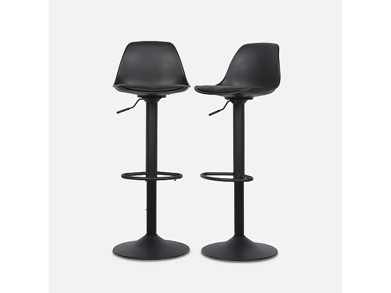 Set di 2 sgabelli da bar in similpelle regolabili, nero