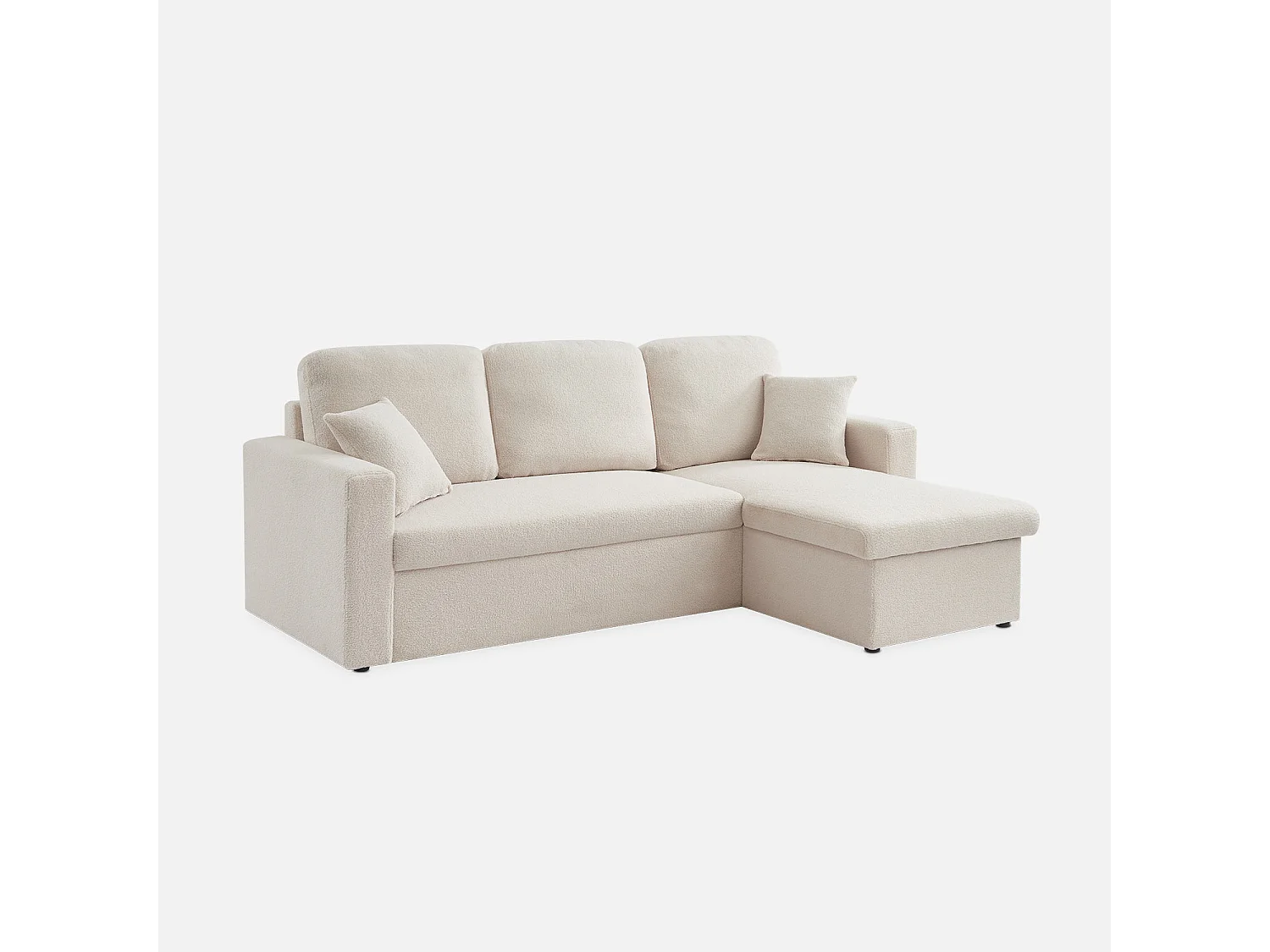 Sofá cama esquinero convertible en borreguito de 3 plazas crema