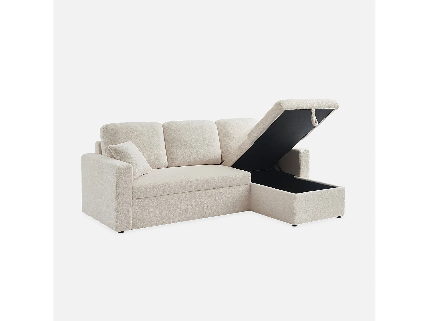 Sofá cama esquinero convertible en borreguito de 3 plazas crema