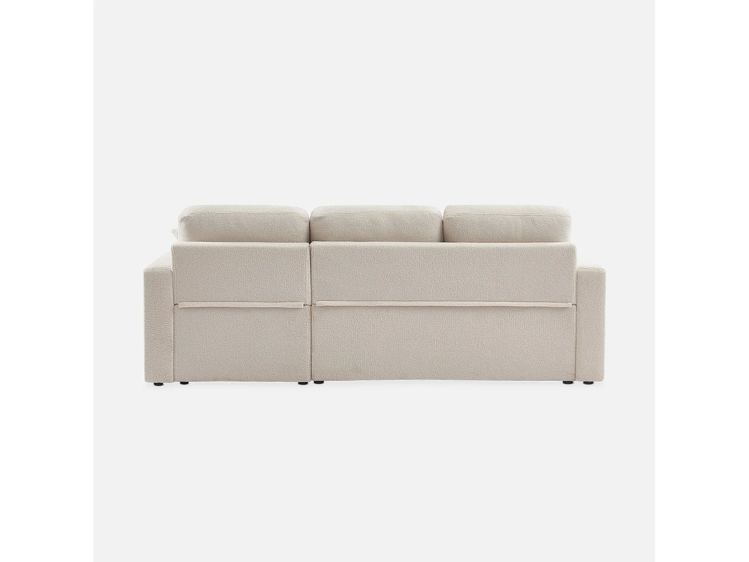 Sofá cama esquinero de borreguito, 3 plazas crema