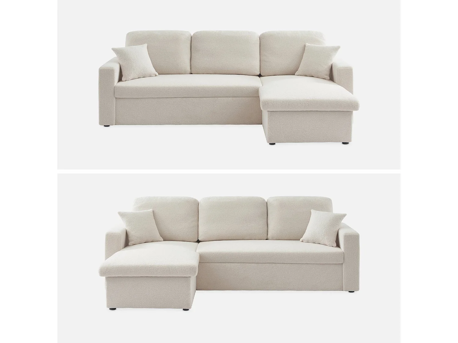 Sofá cama esquinero reversible con espacio de almacenamiento, 3