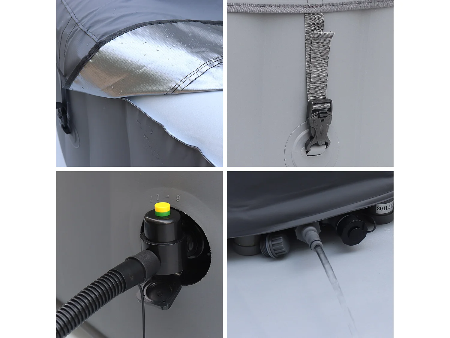 Spa MSPA gonflable carré – Fjord 6 - 6 places.  système anti-gel et désinfection UVC + bâche. 185cm. PVC. pompe. chauffage. gonfleur. filtre