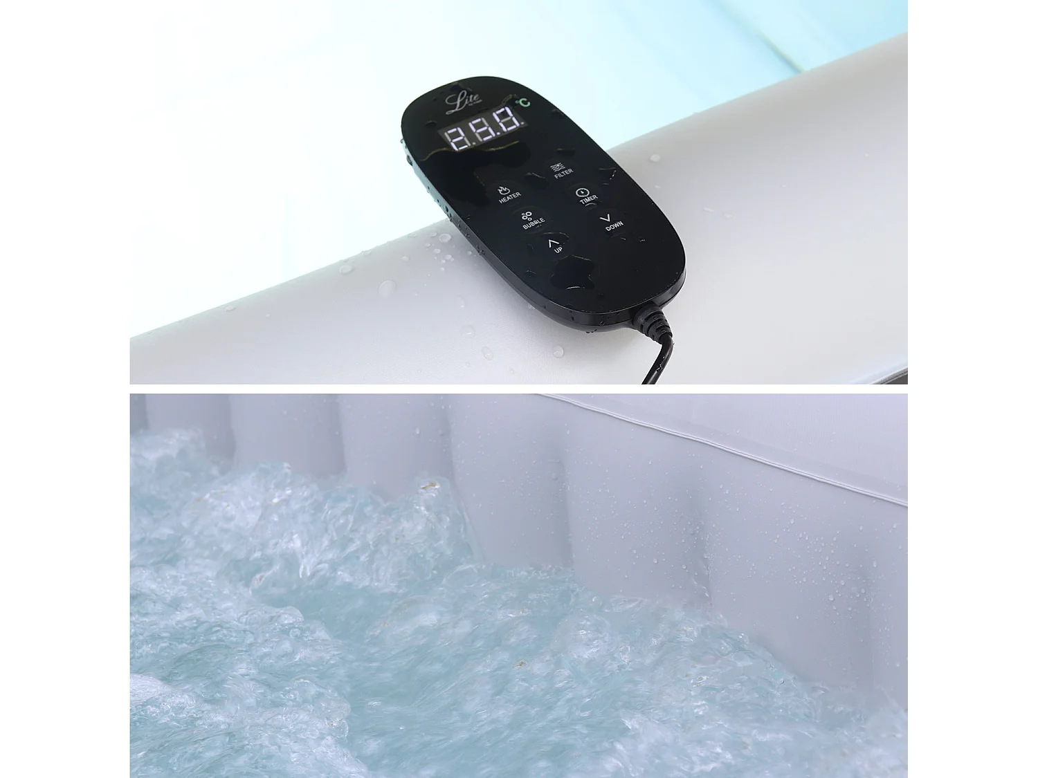 Spa MSPA gonflable carré – Fjord 6 - 6 places.  système anti-gel et désinfection UVC + bâche. 185cm. PVC. pompe. chauffage. gonfleur. filtre