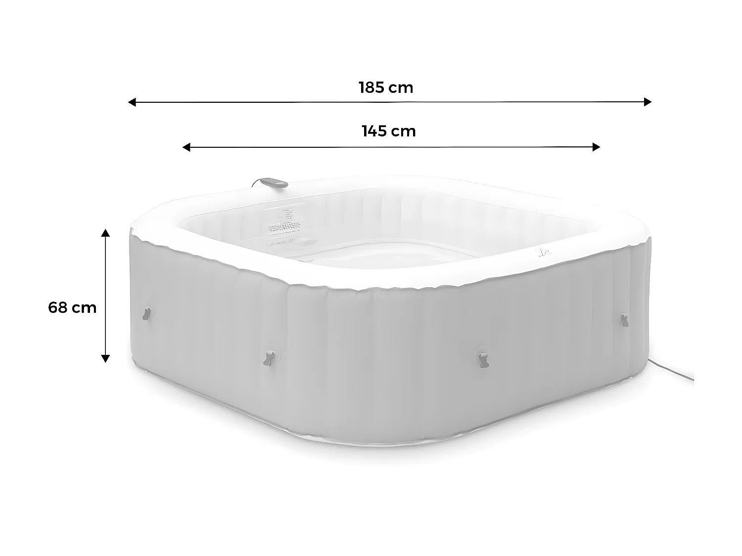 Spa MSPA gonflable carré – Fjord 6 - 6 places.  système anti-gel et désinfection UVC + bâche. 185cm. PVC. pompe. chauffage. gonfleur. filtre