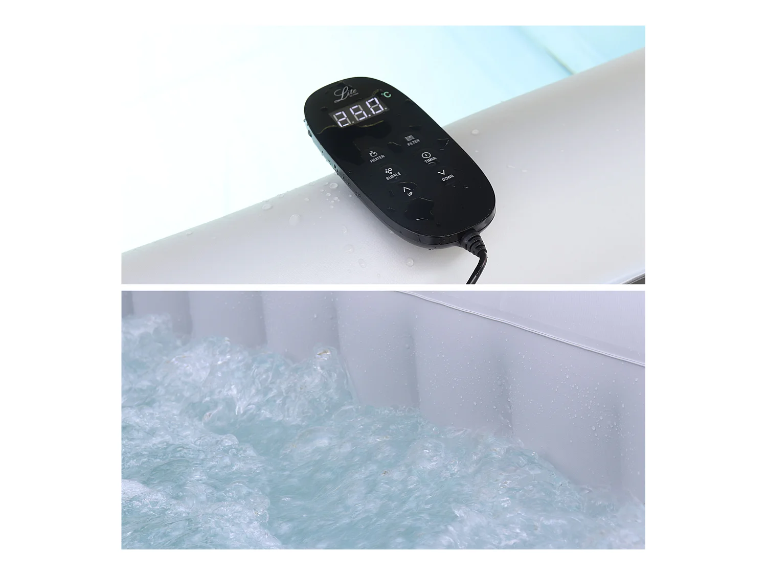 Spa MSPA gonflable carré – Fjord 4 - 4 places.  système anti-gel + bâche. 160cm. PVC. pompe. chauffage. gonfleur. filtre