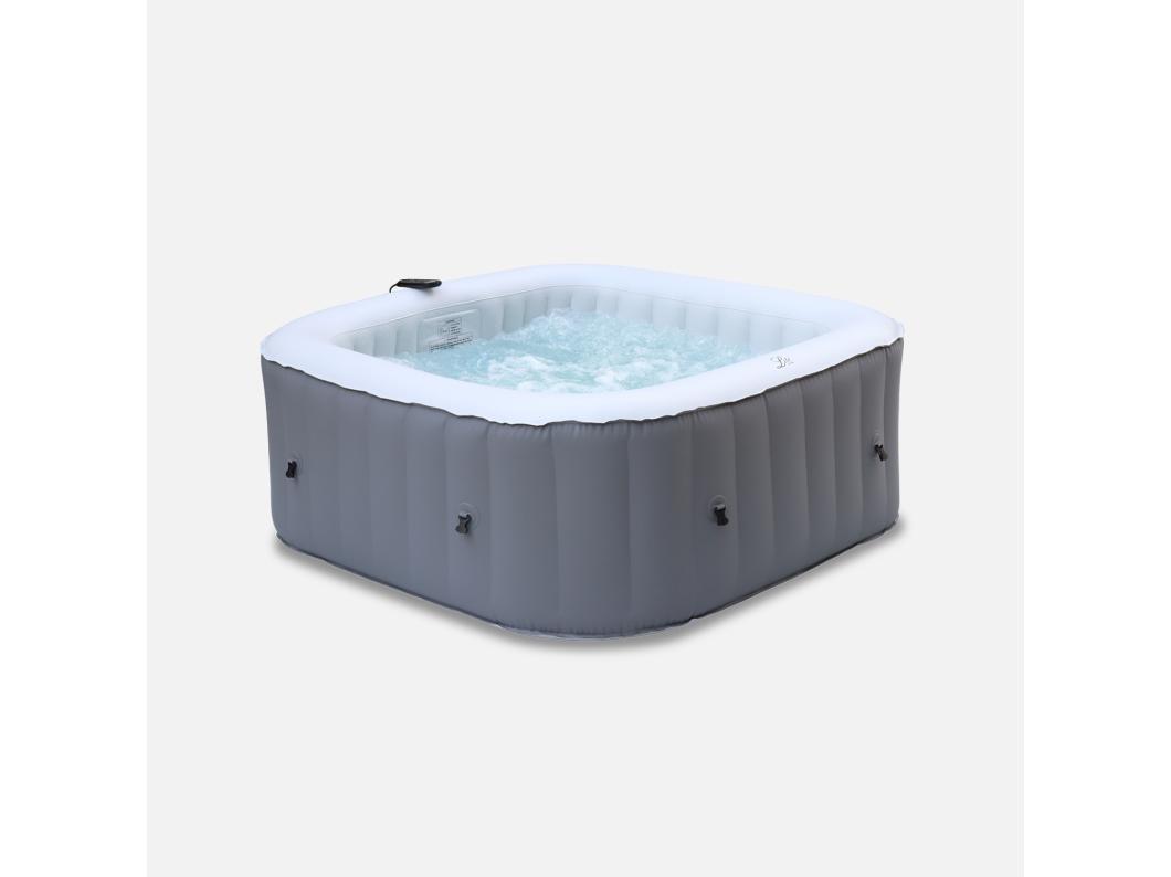 Vasca idromassaggio gonfiabile quadrata con accessori, 4 posti, grigio