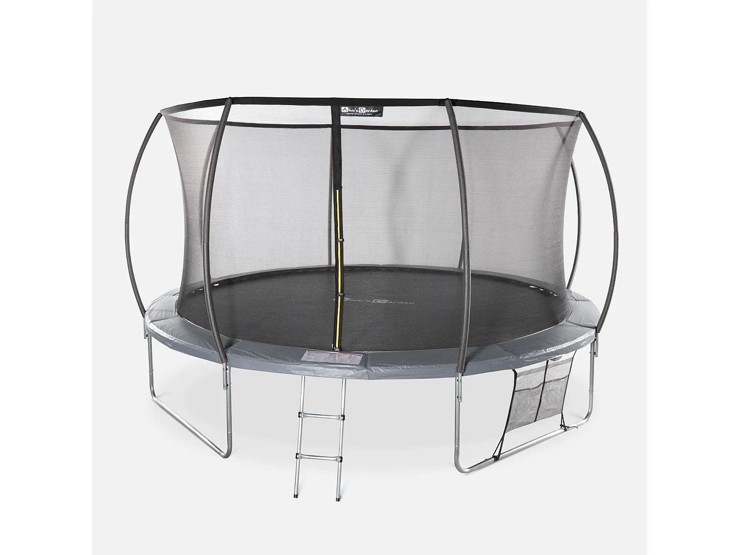 Trampoline rond Ø 430cm gris avec filet de protection intérieur - Venus Inner XXL –  échelle. bâche. filet pour chaussures et kit d'ancrage 4.30m 430 cm