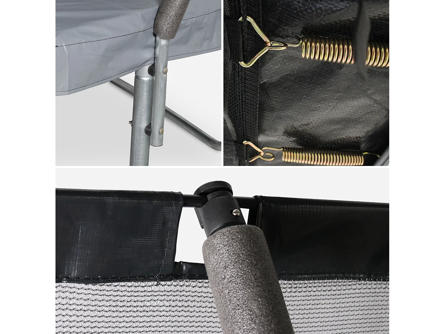 Trampoline rond Ø 430cm gris avec filet de protection intérieur - Venus Inner XXL –  échelle. bâche. filet pour chaussures et kit d'ancrage 4.30m 430 cm