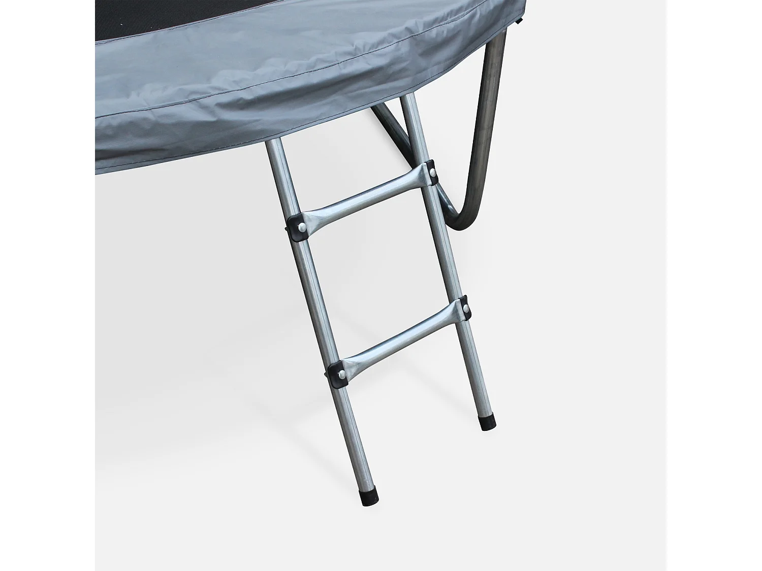 Trampoline rond Ø 430cm gris avec filet de protection intérieur - Venus Inner XXL –  échelle. bâche. filet pour chaussures et kit d'ancrage 4.30m 430 cm