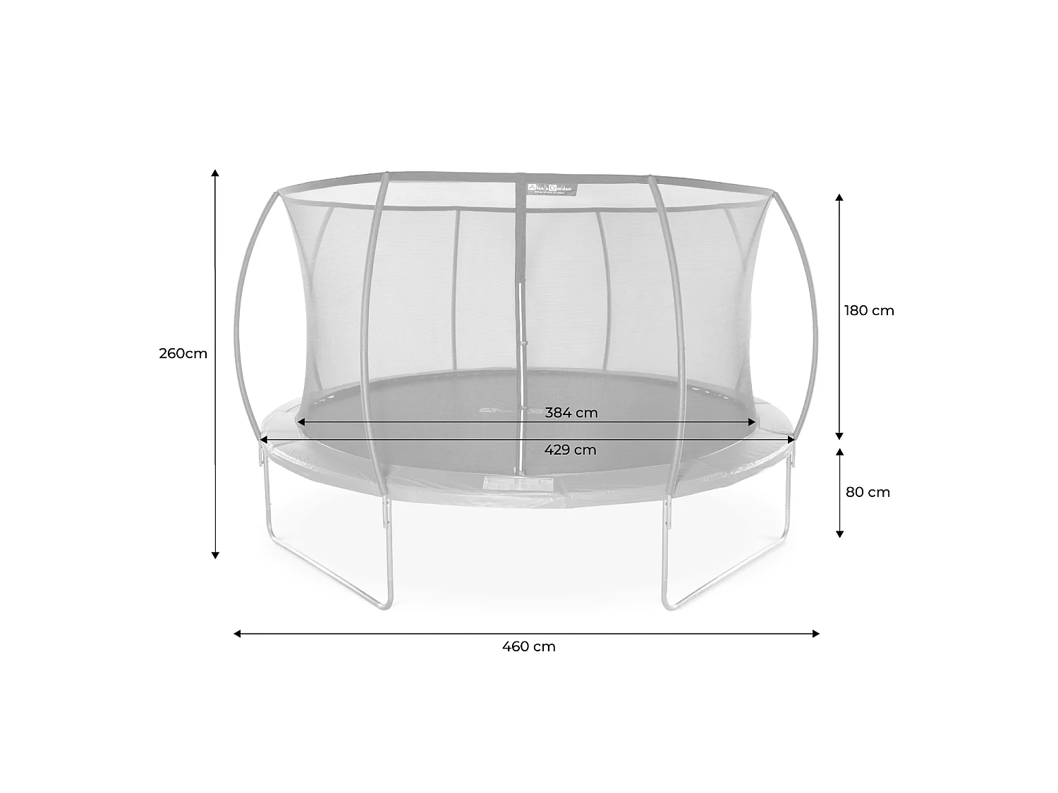 Cama elástica red interior con pack de accesorios, 430cm gris