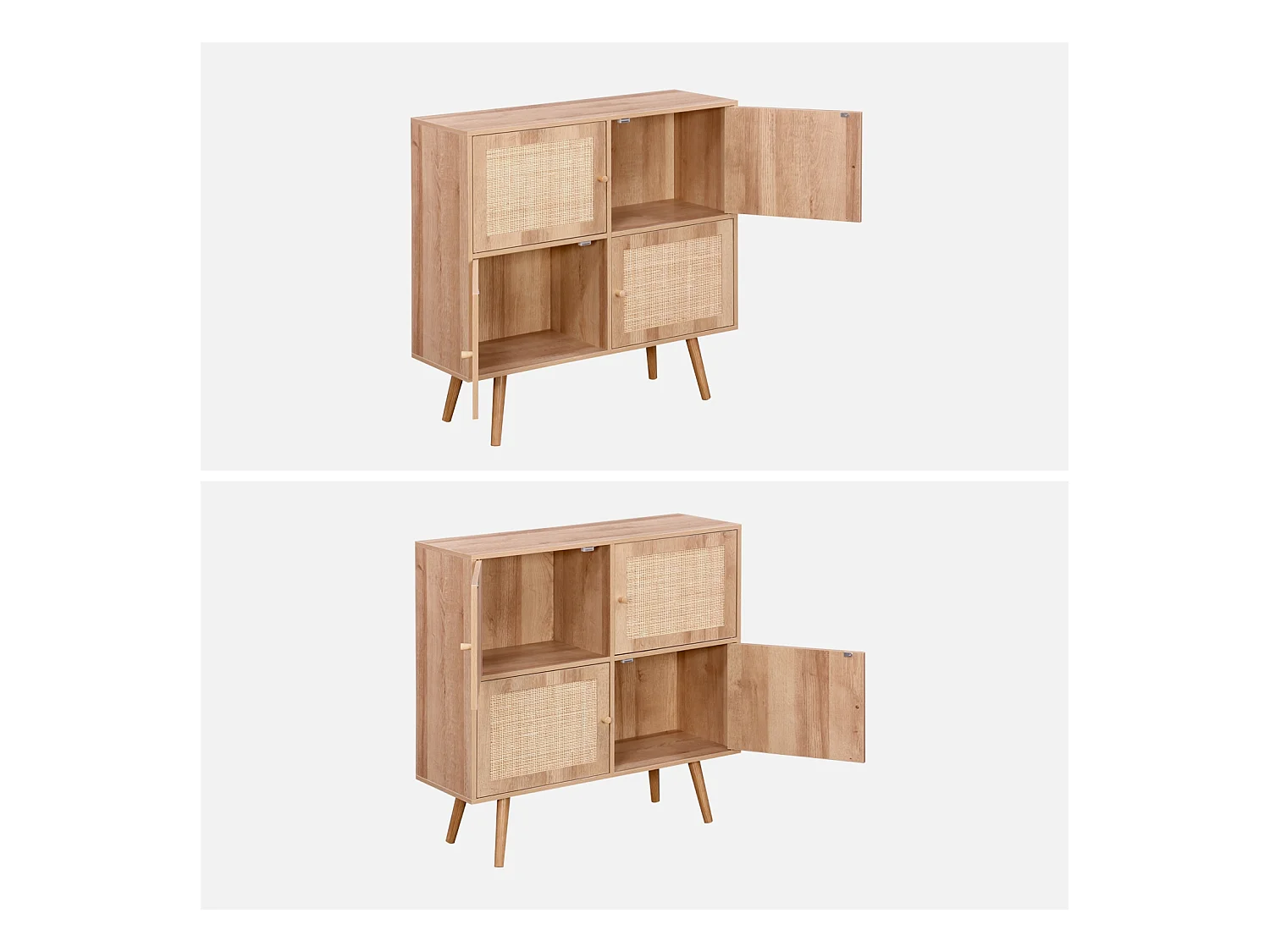 Cassettiera per bambini a 4 ante effetto legno, marrone naturale