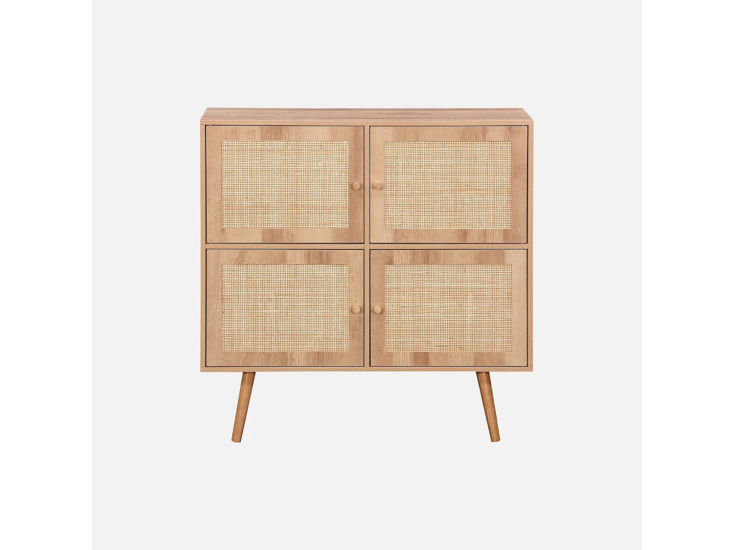 Cómoda infantil con efecto madera de 4 puertas natural