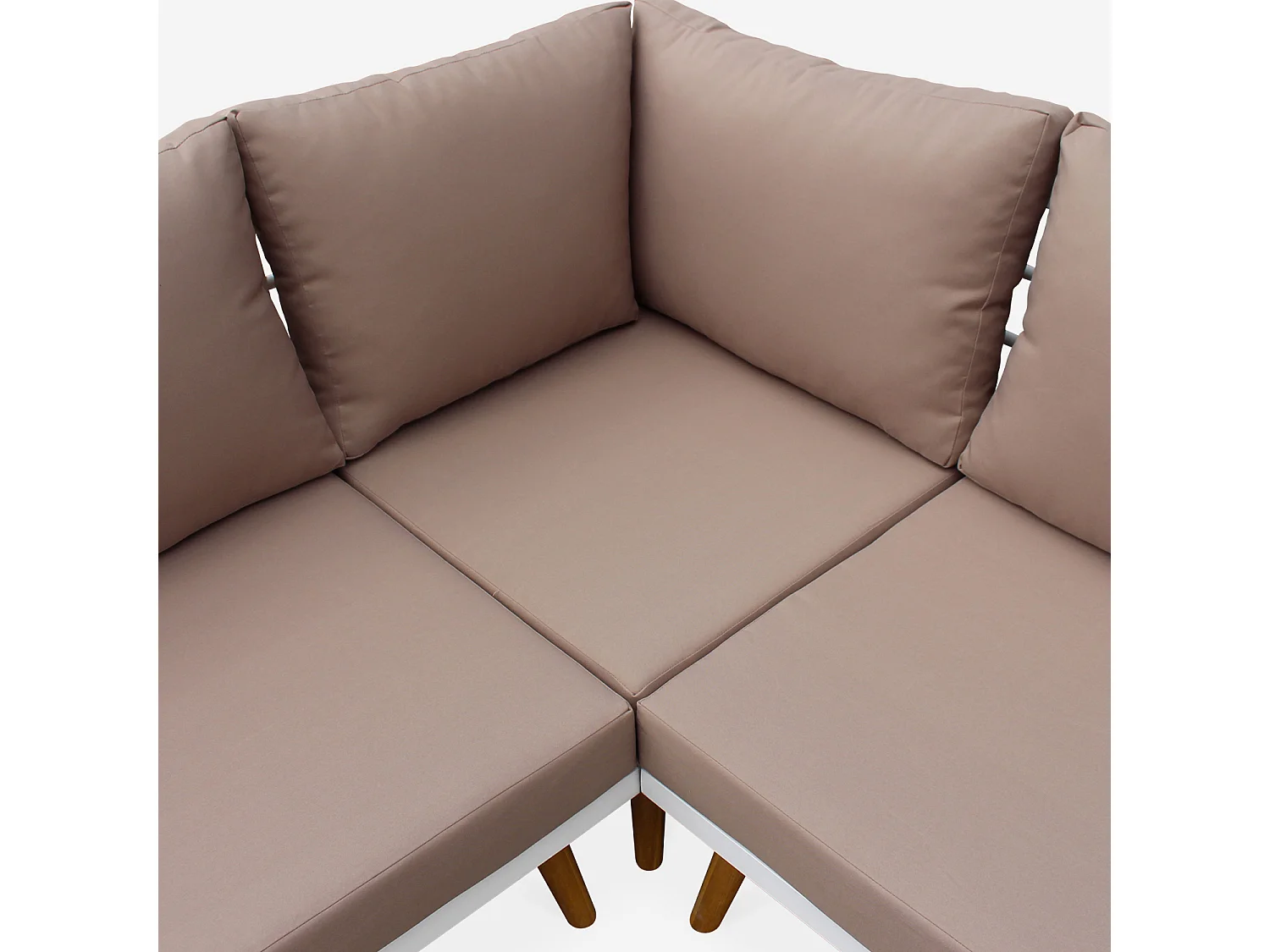 Salotto da giardino angolare in legno e alluminio, 5 posti, bianco