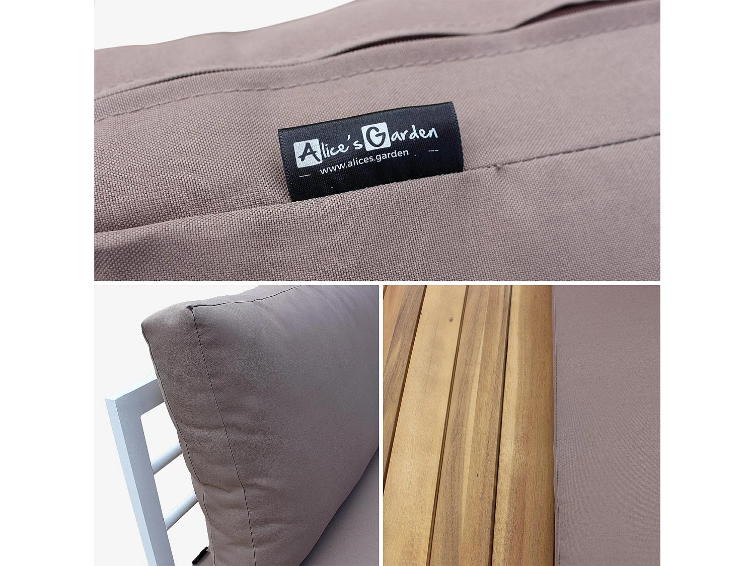 Salotto da giardino angolare in legno e alluminio, 5 posti, bianco