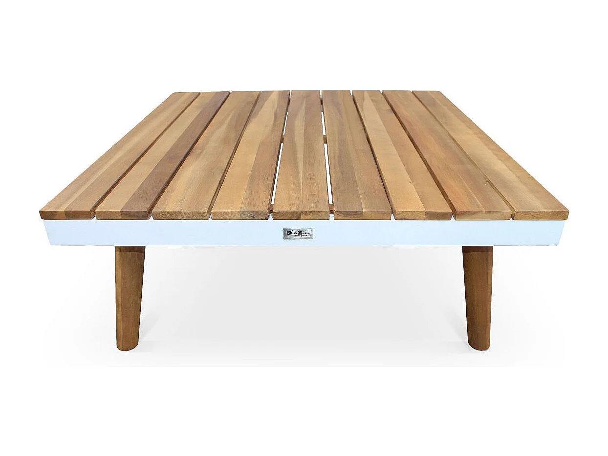 Salotto da giardino angolare in legno e alluminio, 5 posti, bianco