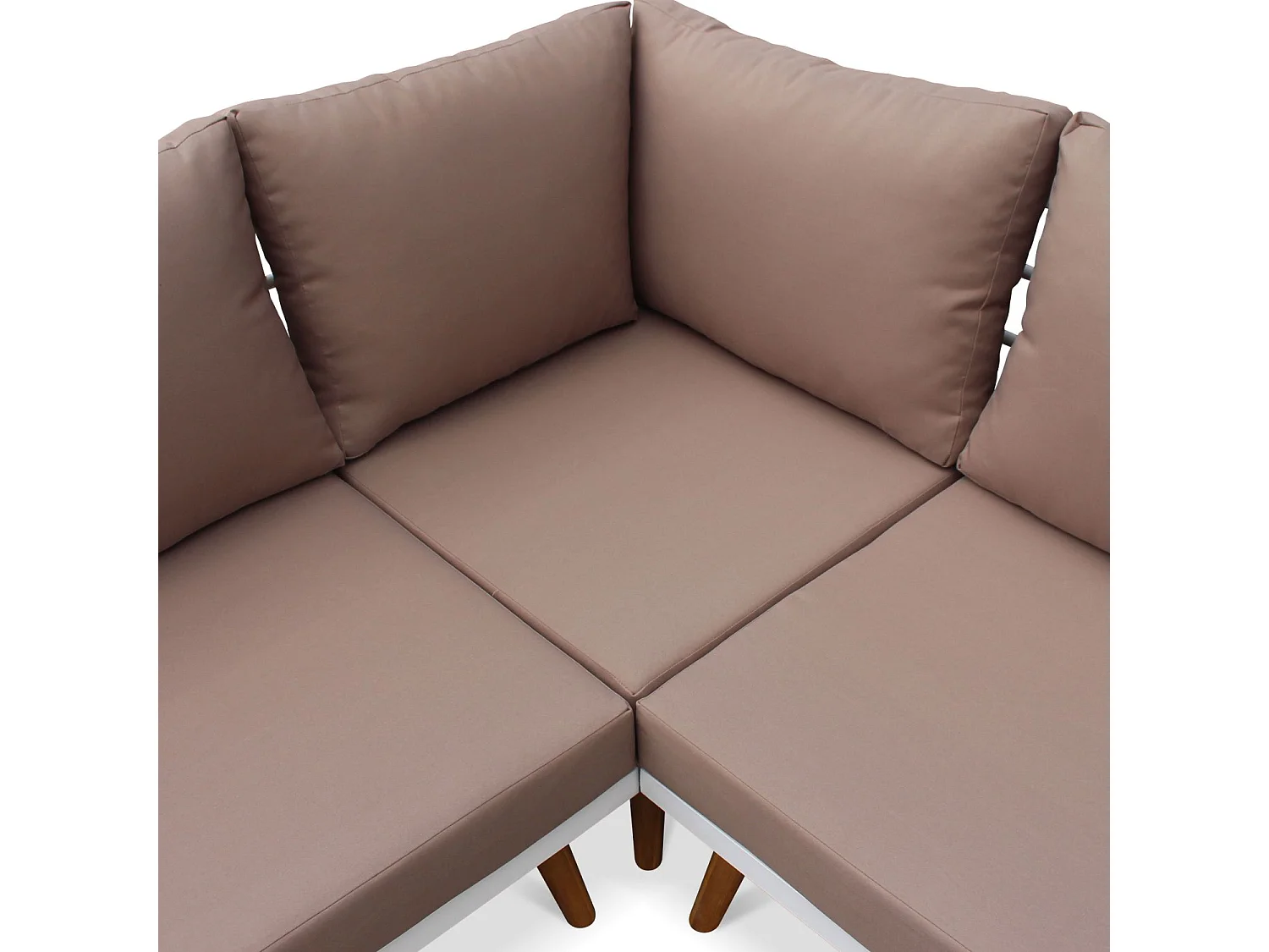 Salotto da giardino angolare in legno e alluminio, 5 posti, bianco