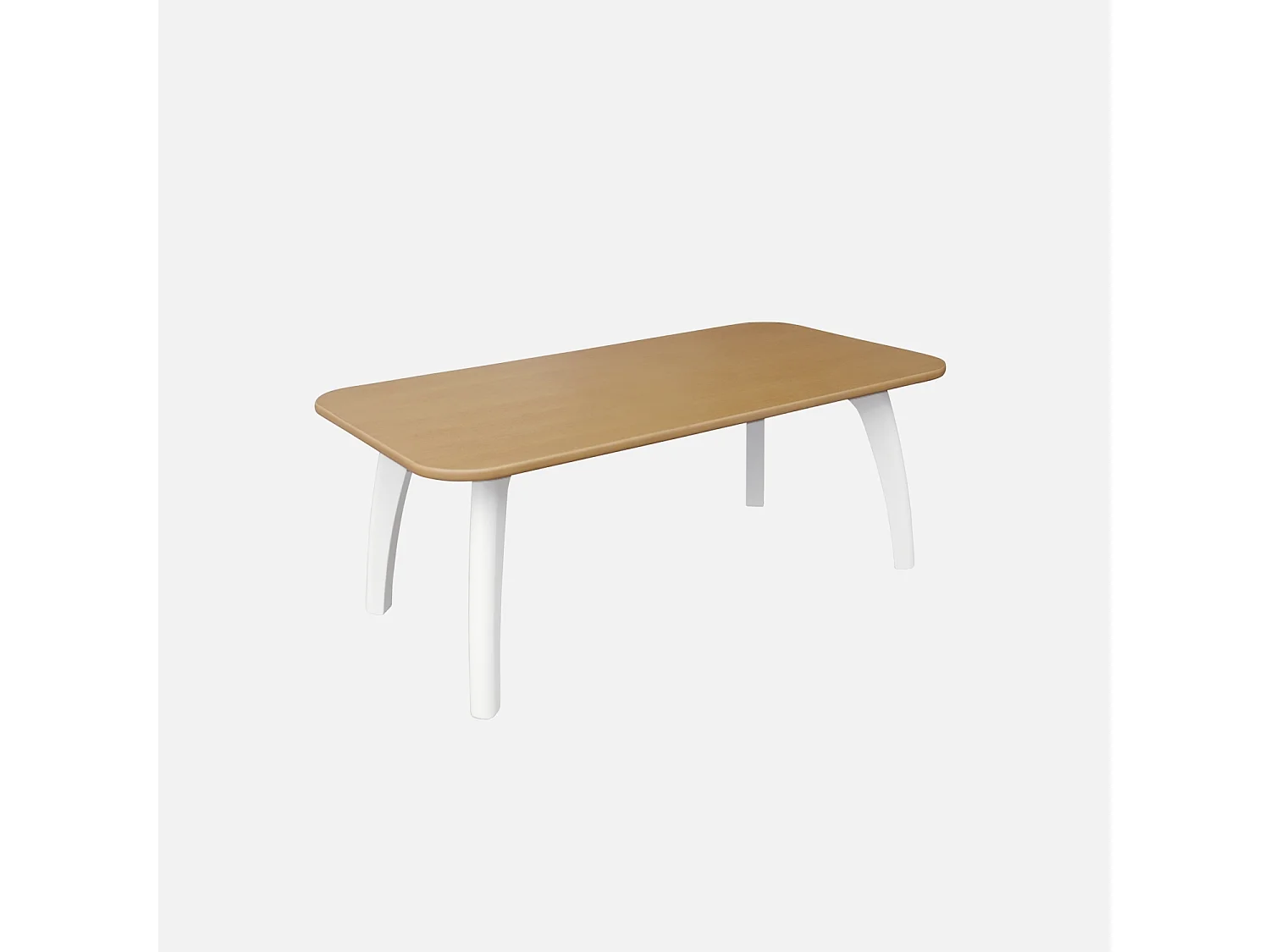 Tavolino rettangolare in mdf e impiallacciatura, bianco e naturale