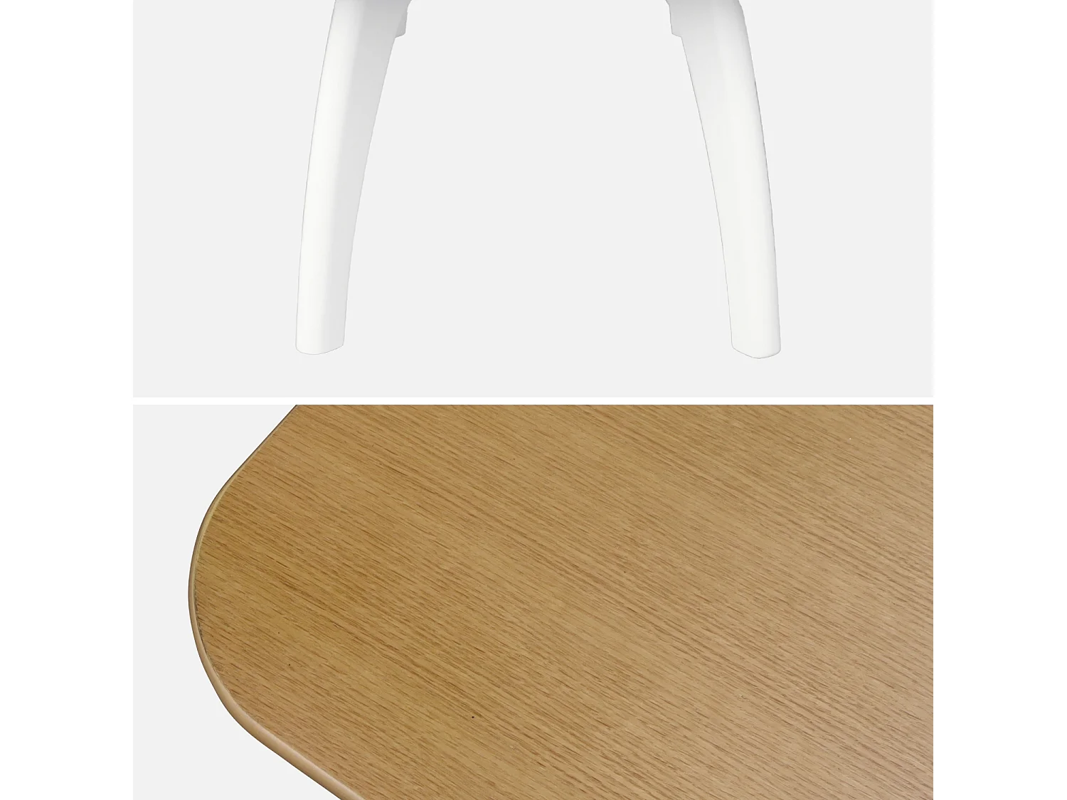 Tavolino rettangolare in mdf e impiallacciatura, bianco e naturale