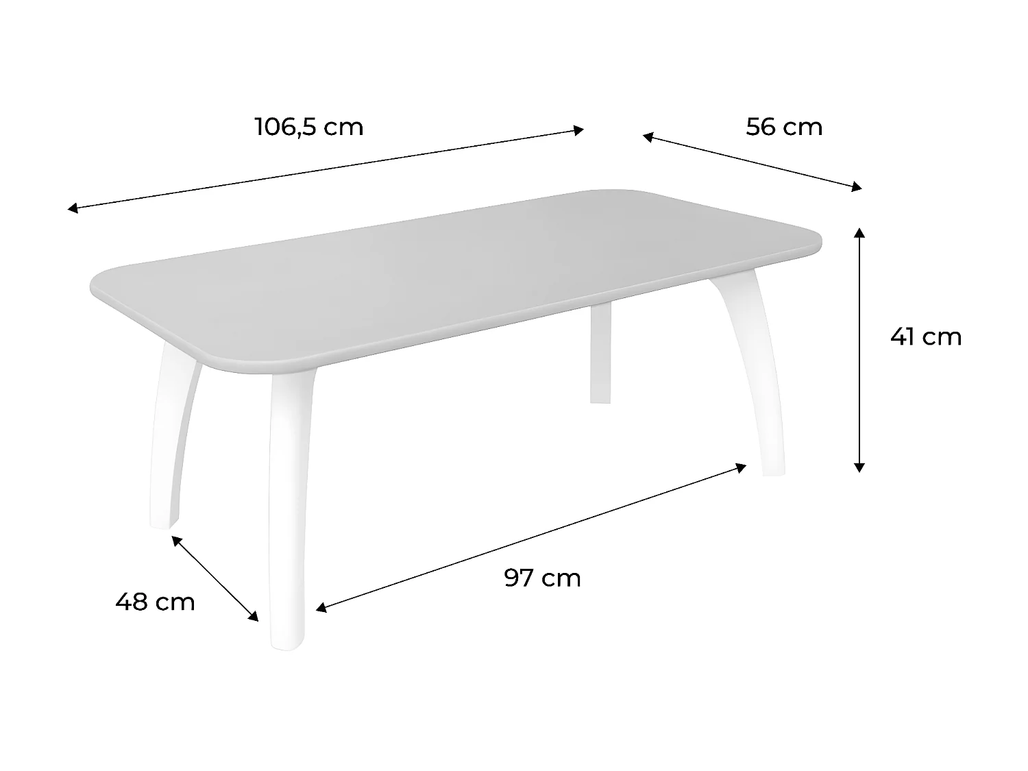 Tavolino rettangolare in mdf e impiallacciatura, bianco e naturale