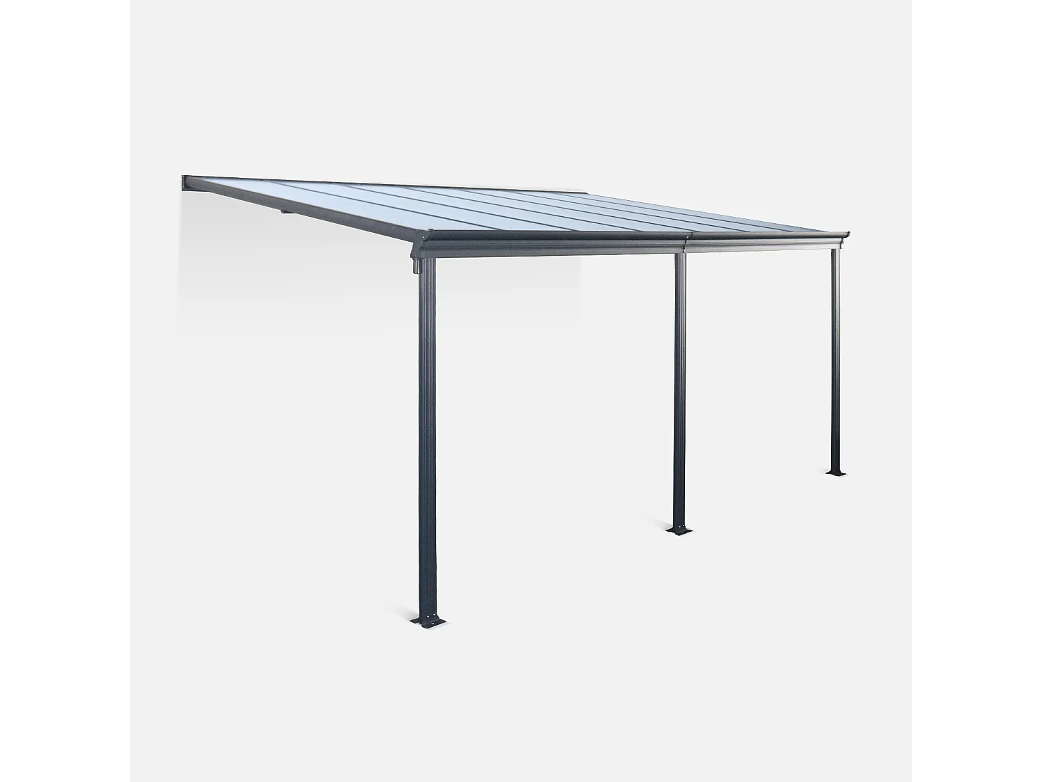 Pergola a parete struttura in alluminio 3x4 m  con grondaia, antracite