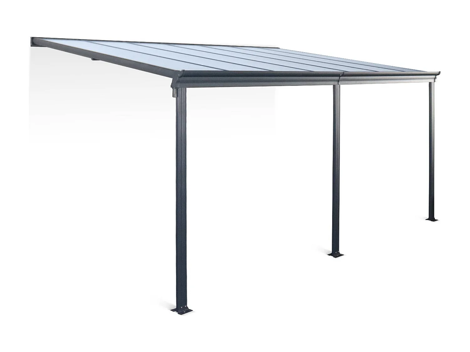 Pergola a parete struttura in alluminio 3x4 m  con grondaia, antracite