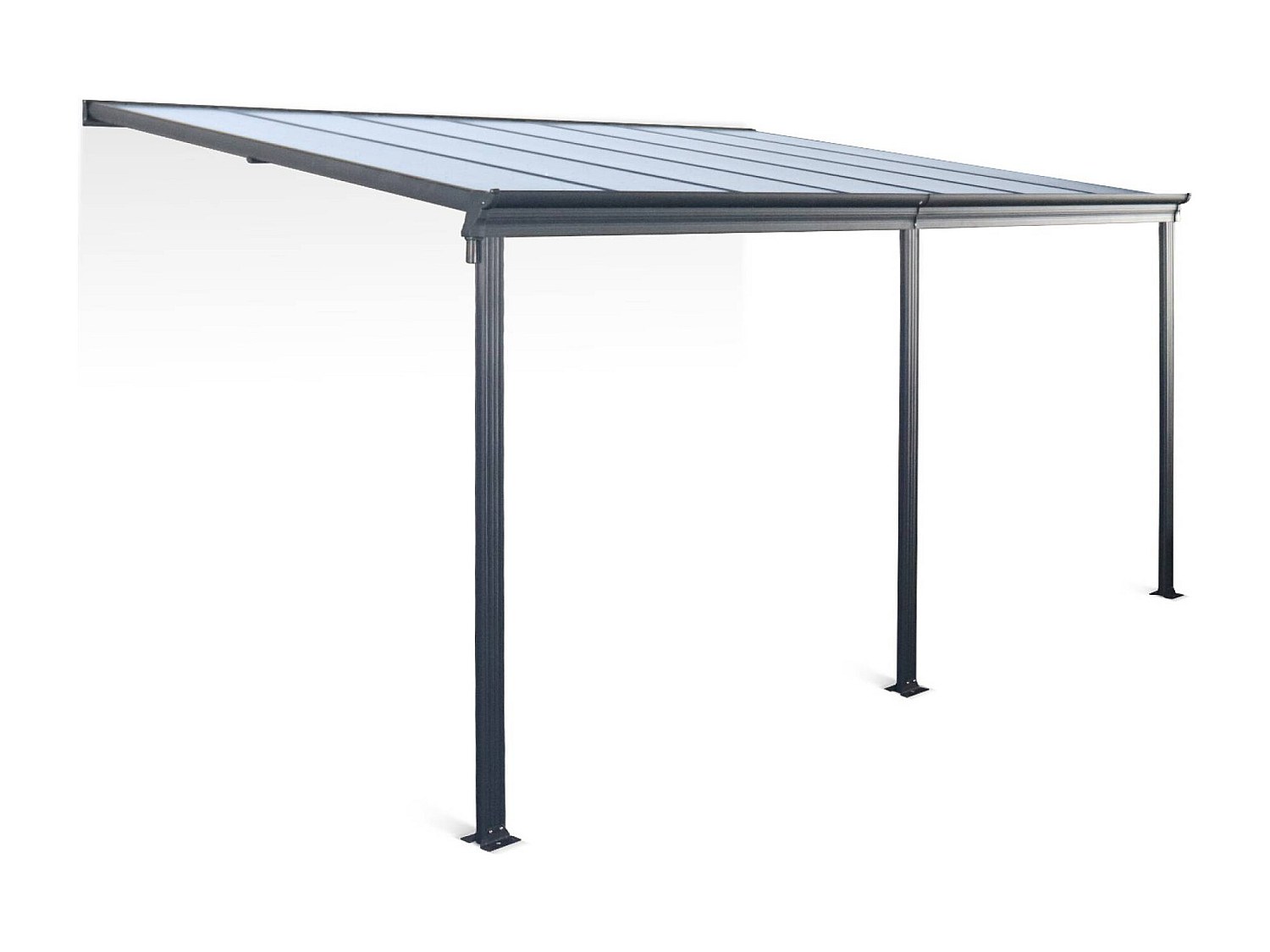 Pérgola 3x4.4m de aluminio con canalón antracita