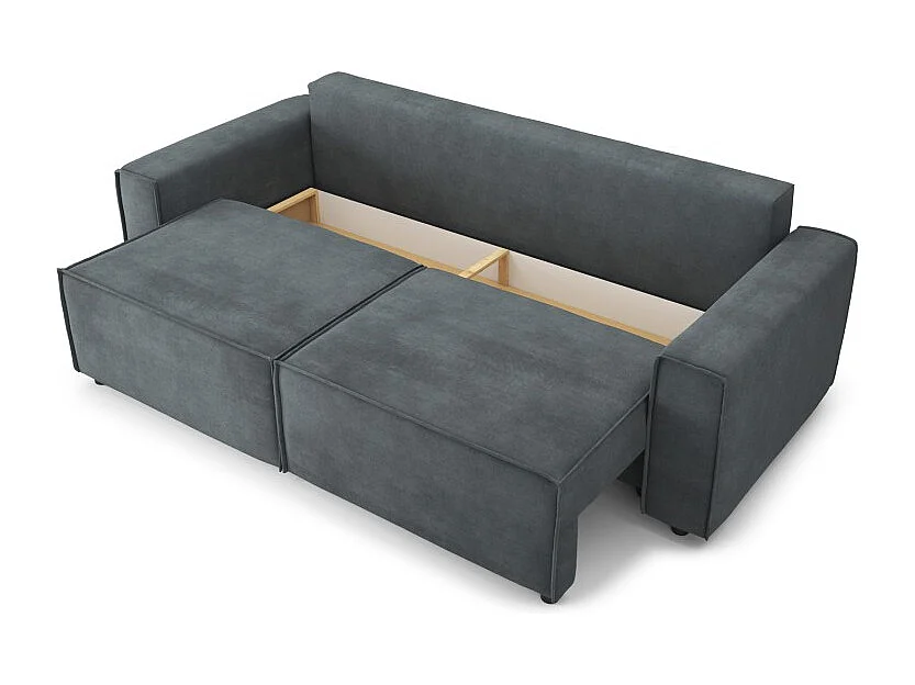 Canapé droit MIRA convertible velours gris souris