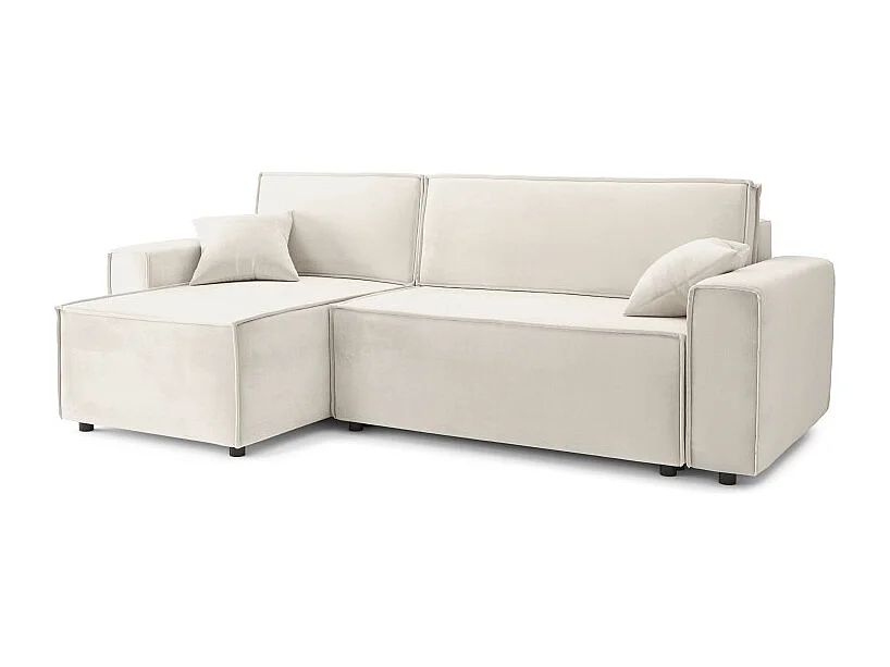 Canapé d'angle MIRA convertible et réversible velours beige