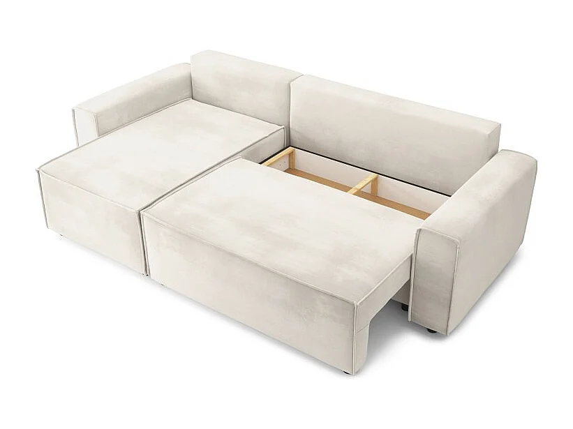 Canapé d'angle MIRA convertible et réversible velours beige