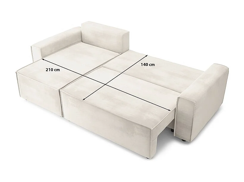 Canapé d'angle MIRA convertible et réversible velours beige