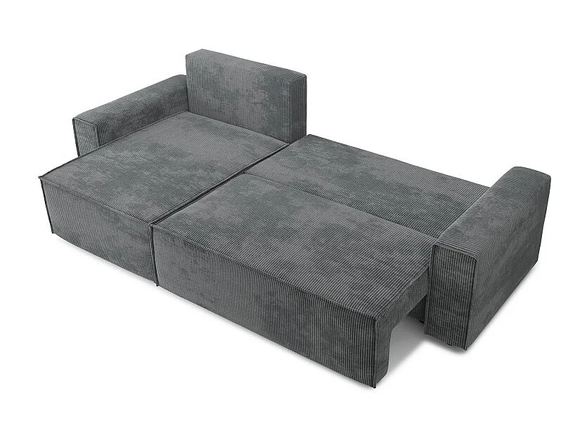 Canapé d'angle MARIUS convertible velours côtelé gris souris