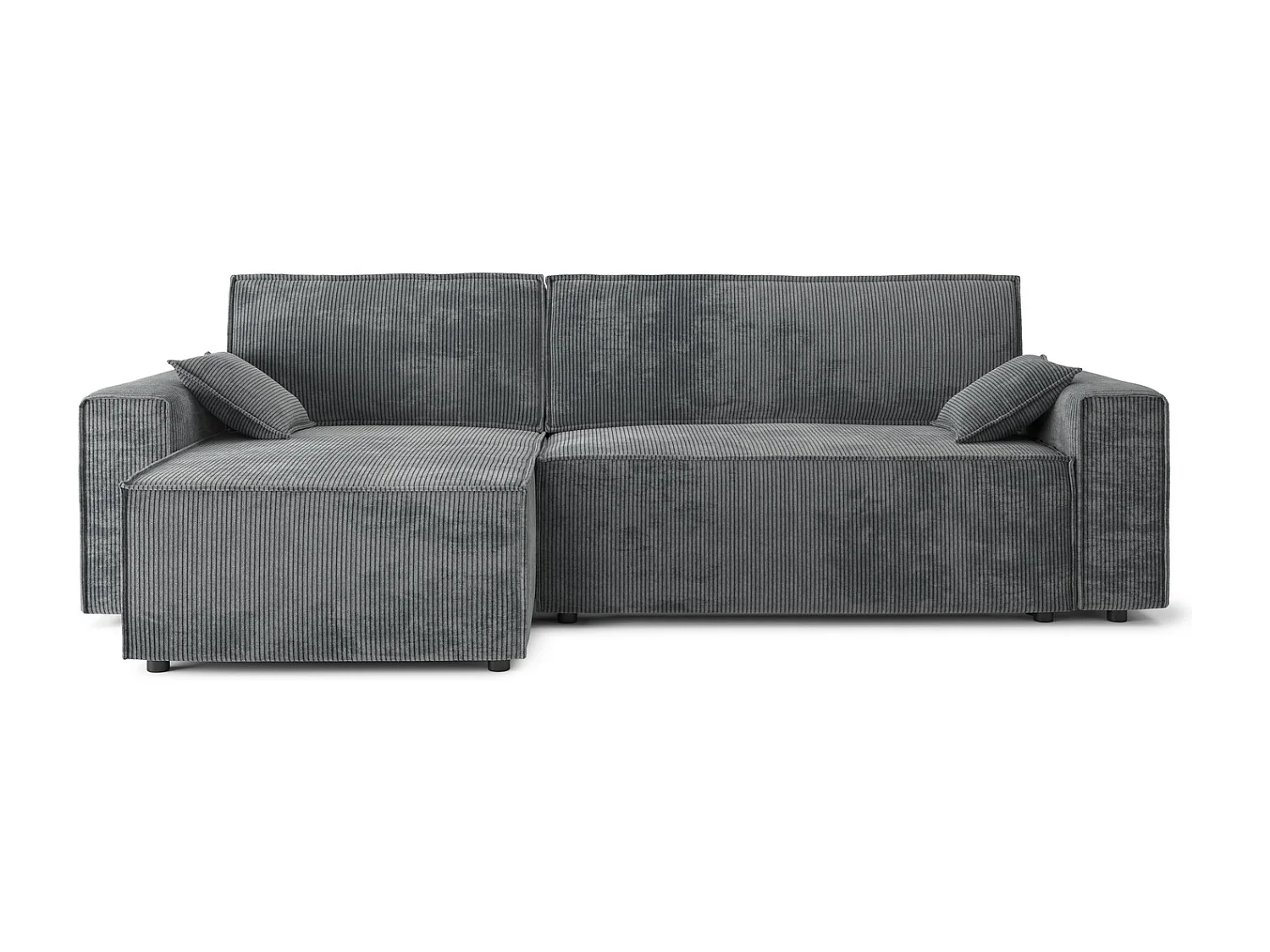 Canapé d'angle MARIUS convertible velours côtelé gris souris