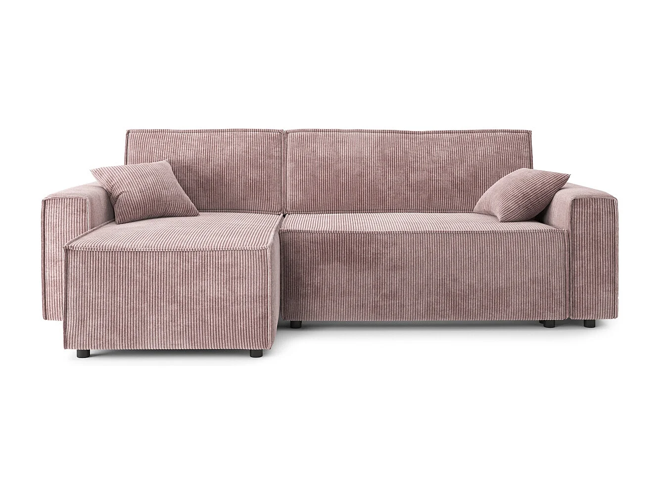 Canapé d'angle MIRA convertible et réversible velours côtelé mauve