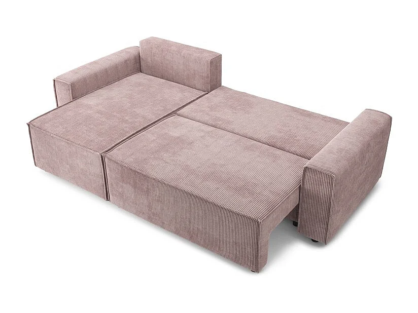 Canapé d'angle MIRA convertible et réversible velours côtelé mauve