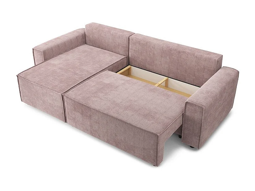 Canapé d'angle MIRA convertible et réversible velours côtelé mauve
