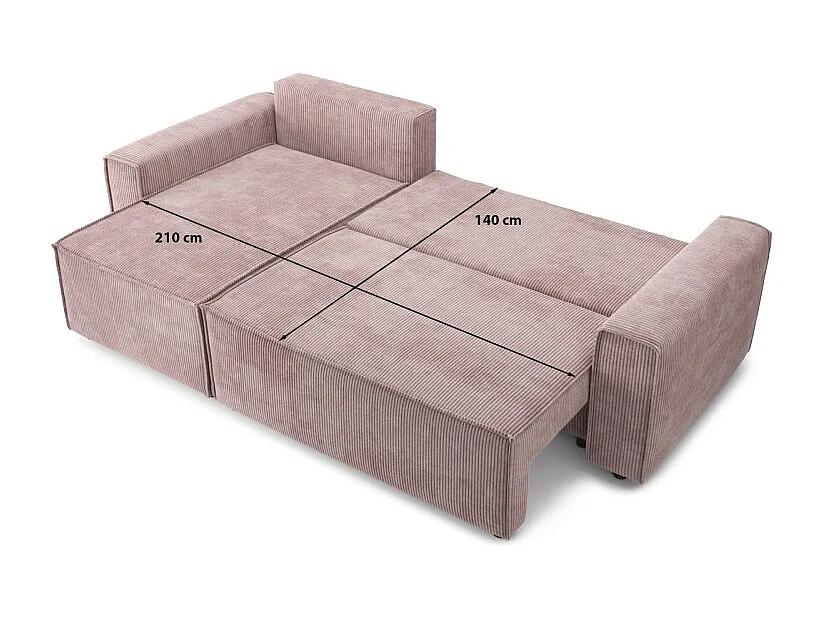 Canapé d'angle MIRA convertible et réversible velours côtelé mauve