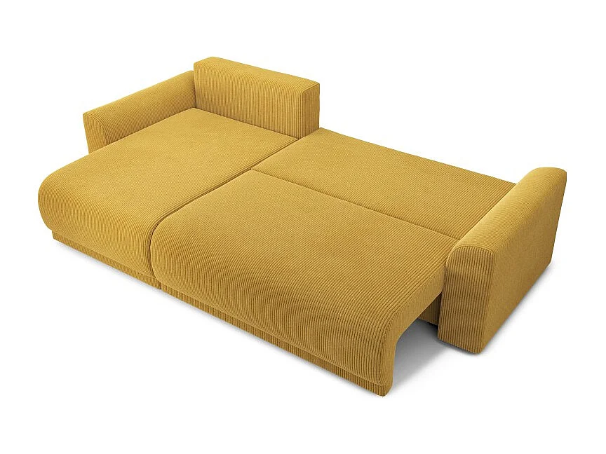 Canapé angle NOVA convertible velours côtelé jaune 4 places