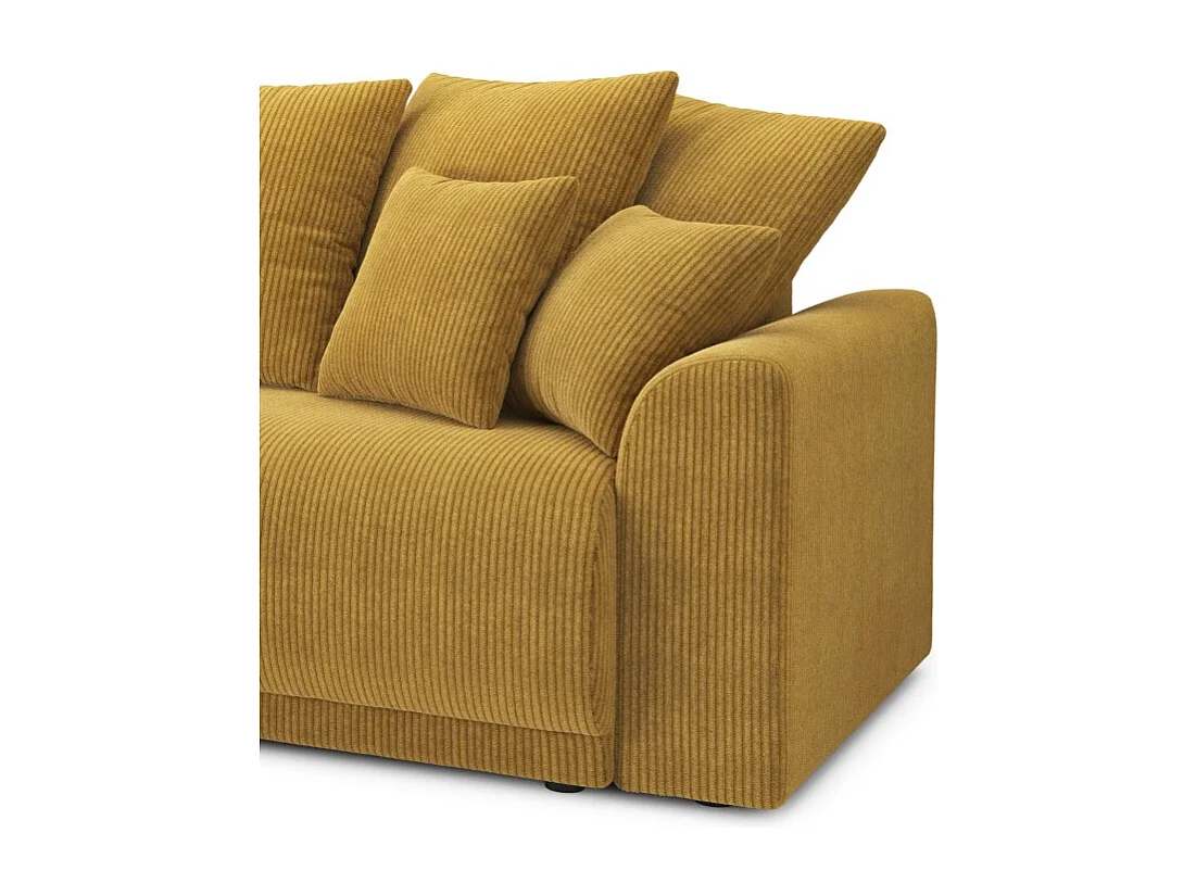 Canapé angle NOVA convertible velours côtelé jaune 4 places