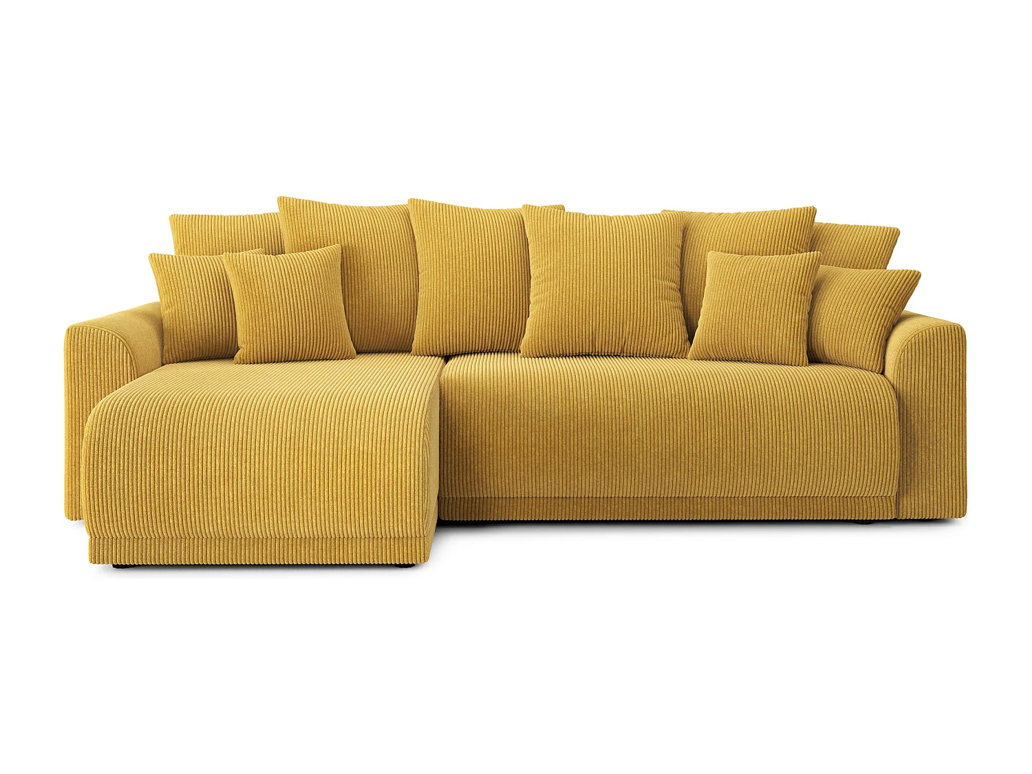 Canapé angle NOVA convertible velours côtelé jaune 4 places