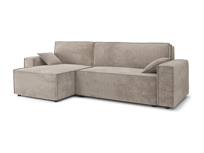 Canapé d'angle MARIUS convertible velours côtelé grège