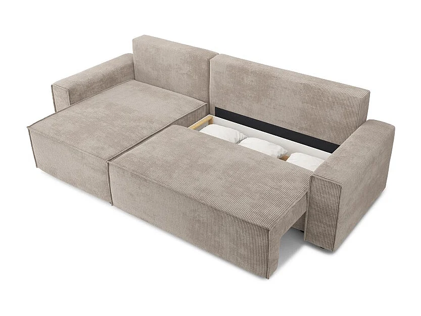 Canapé d'angle MARIUS convertible velours côtelé grège