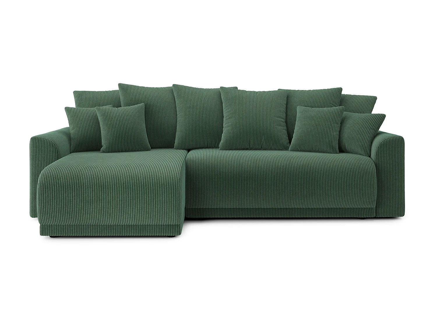 Canapé d'angle NOVA convertible velours côtelé vert 4 places