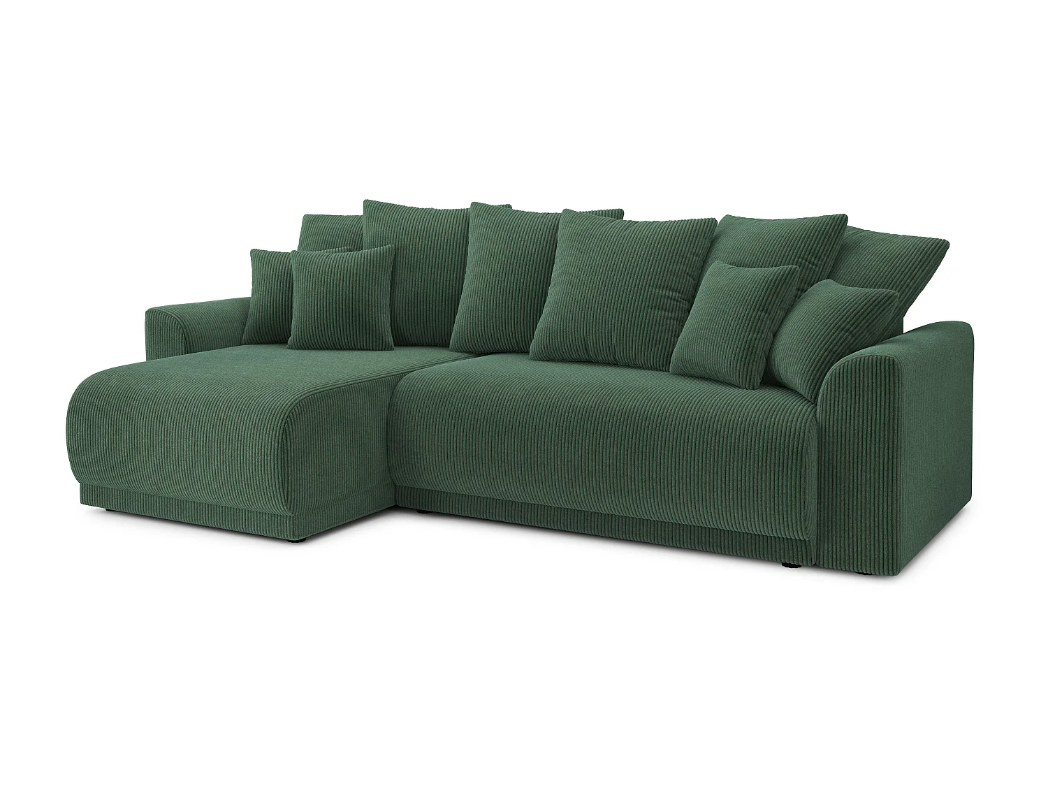 Canapé d'angle NOVA convertible velours côtelé vert 4 places