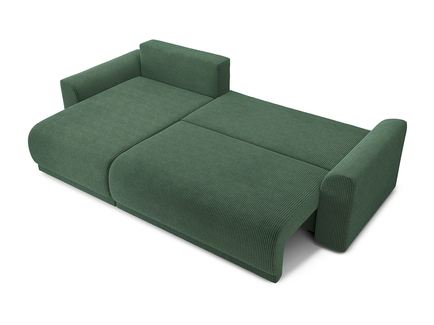 Canapé d'angle NOVA convertible velours côtelé vert 4 places