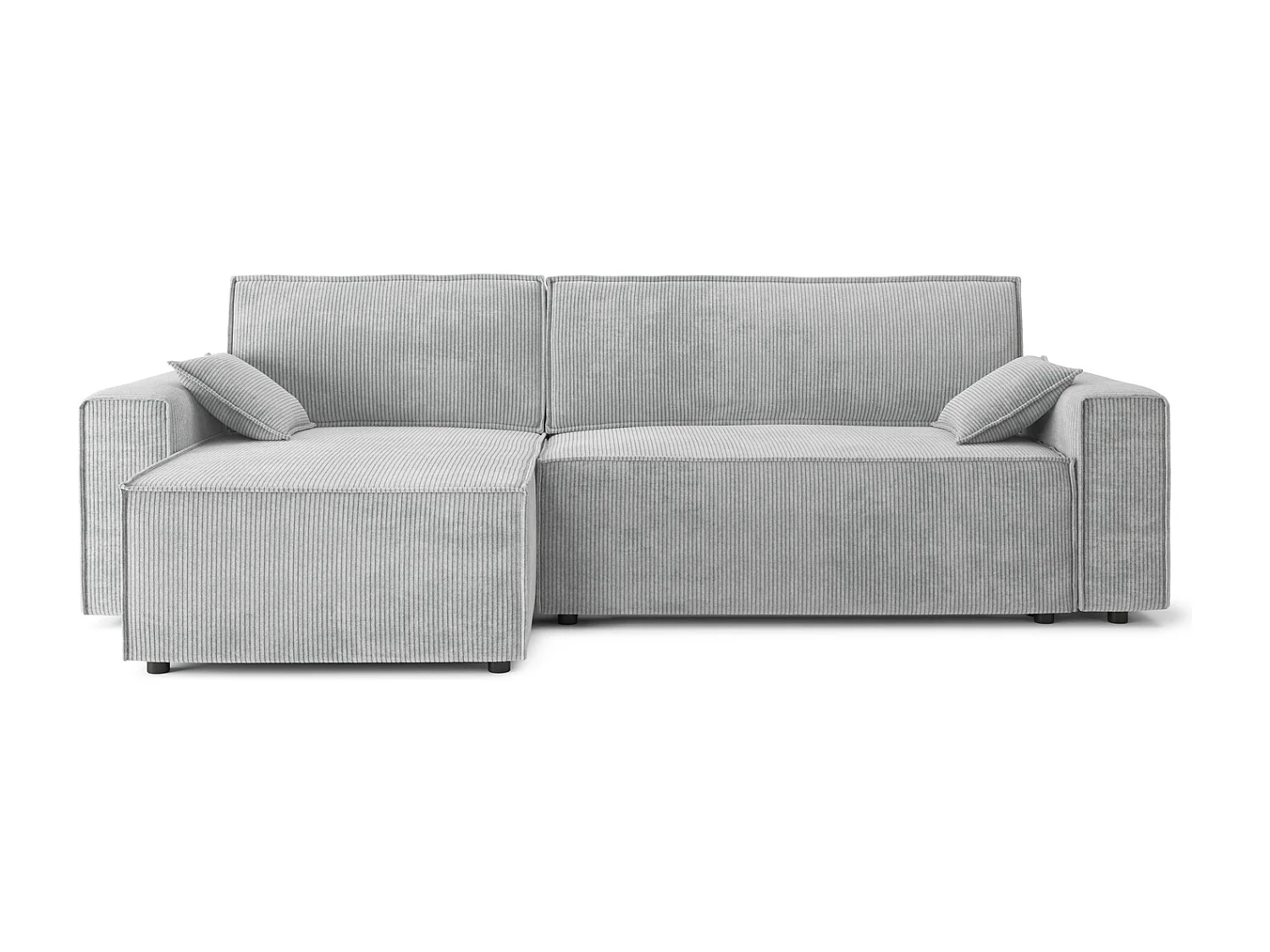 Canapé d'angle MARIUS convertible velours côtelé gris clair